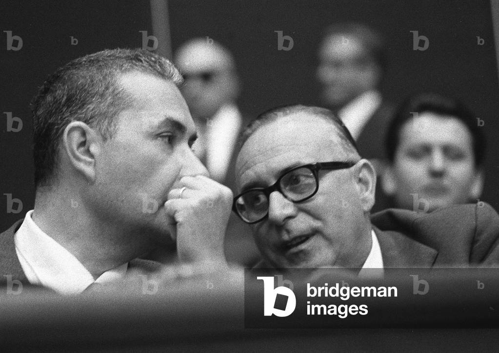 Rome, 1962 Italian politicians members of the Christian Democracy Party Aldo Moro and Mariano Rumor/Roma, 1962 I politici democristiani Aldo Moro e Mariano Rumor - Marcello Mencarini Historical Archives
