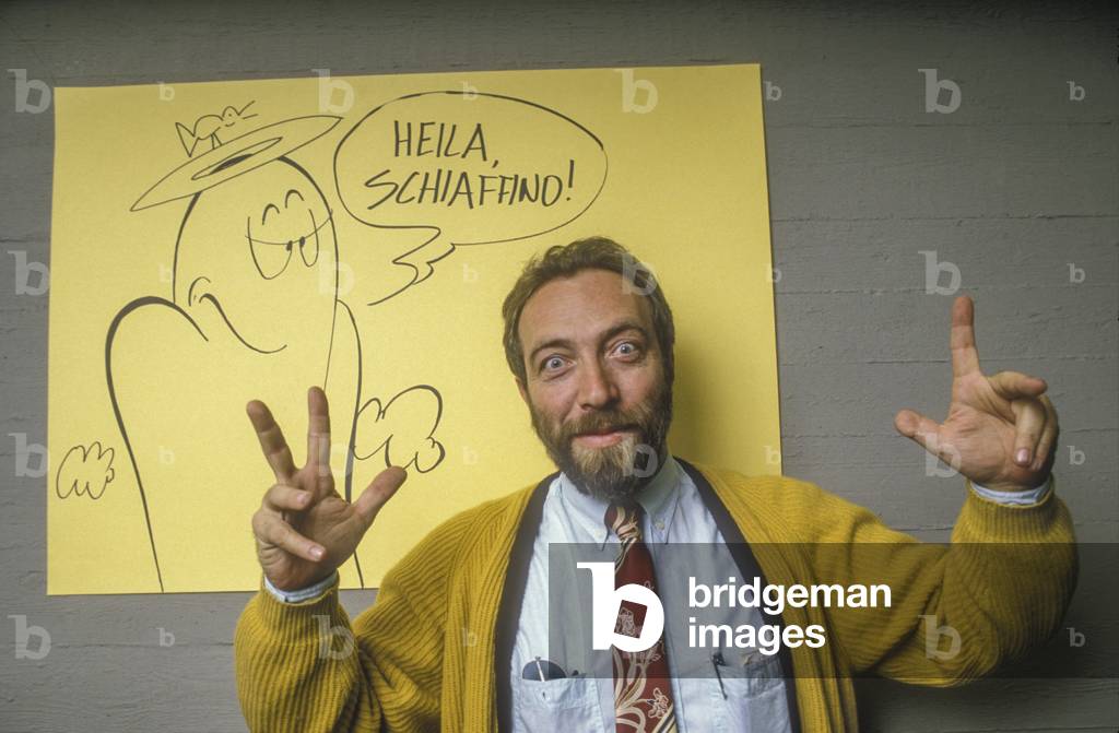 Lucca, 1986. Italian cartoonist Gualtiero Schiaffino (photo)