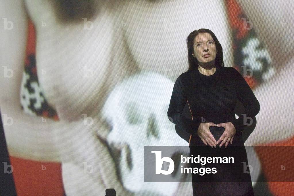 Milano, Hangar Bicocca, 2006. Serbian artist Marina Abramovic at his exhibition “” Balkan Epic””, six video installations that collect her production about Balkans from 1997 to 2005/Milano, Hangar Bicocca, 2006. L'artista serba Marina Abramovic alla sua mostra “” Balkan Epic”””, sei video installazioni che raccolgono la sua produzione sul tema dei Balcani dal 1997 al 2005 -