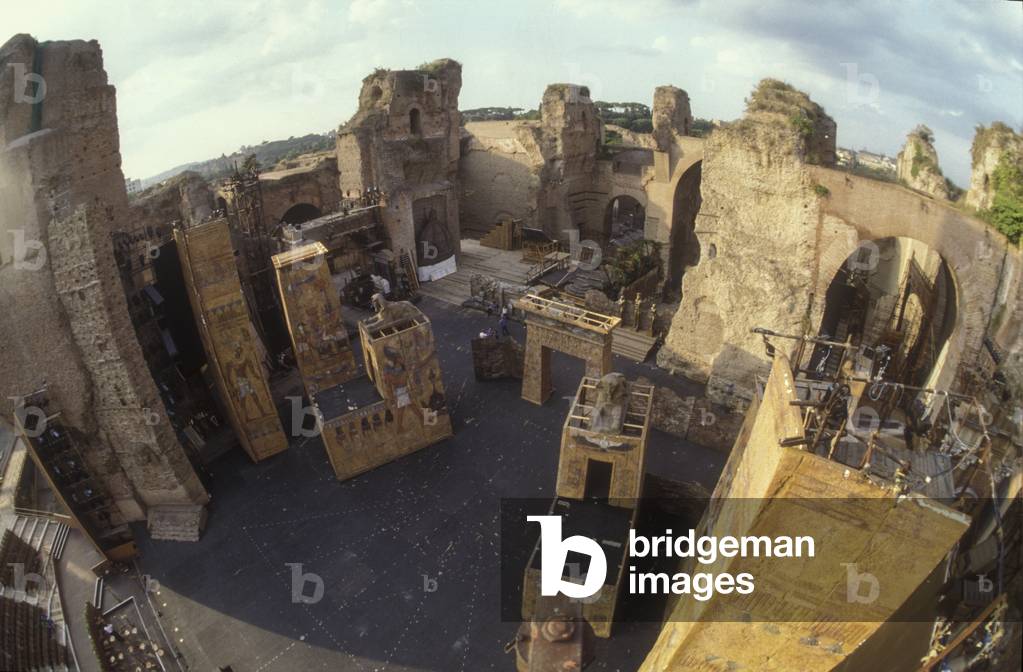 Rome, 1989. Set of Verdi's Aida at Baths of Caracalla