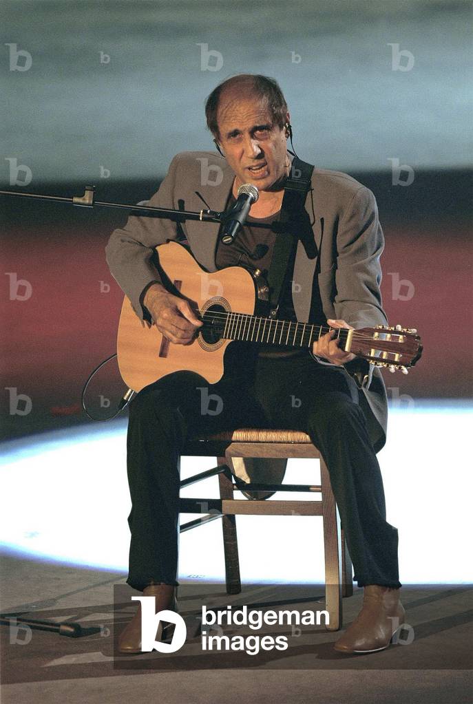 Milan, October 28, 1999. Italian pop singer Adriano Celentano on the set of his TV program 