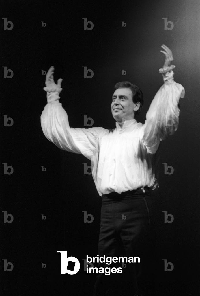 Rome, about 1981. Stage director and actor Carmelo Bene during a performance (photo)