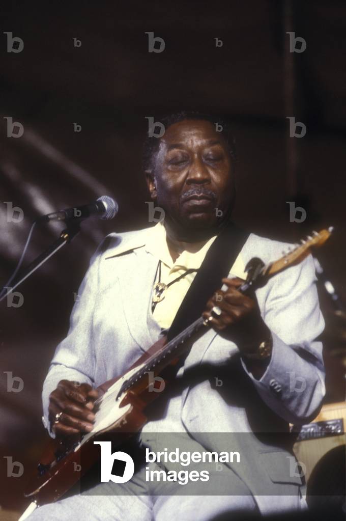 Blues musician Muddy Waters (real name: McKinley Morganfield), c.1970s-1980s (photo)