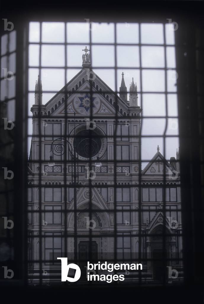Florence, Santa Croce church view from Palazzo Lenzoni, attended by poet Giacomo Leopardi/Firenze, chiesa di Santa Croce vista da Palazzo Lenzoni, molto frequentato dal poeta Giacomo Leopardi -