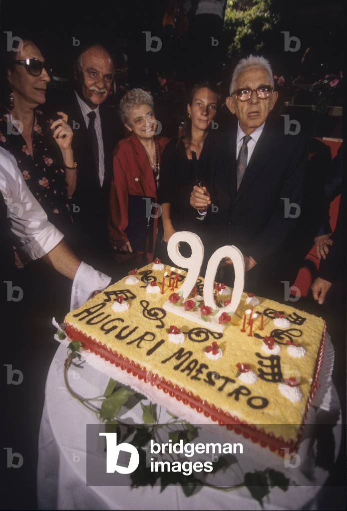 Zagarolo (Rome) July 16, 1994. Composer Goffredo Petrassi during the celebrations for his 90th birthday in his birth town/Zagarolo (Roma) 16 luglio 1994. Il compositore Goffredo Petrassi durante i festeggiamenti per il suo novantesimo compleanno nel suo paese natale -