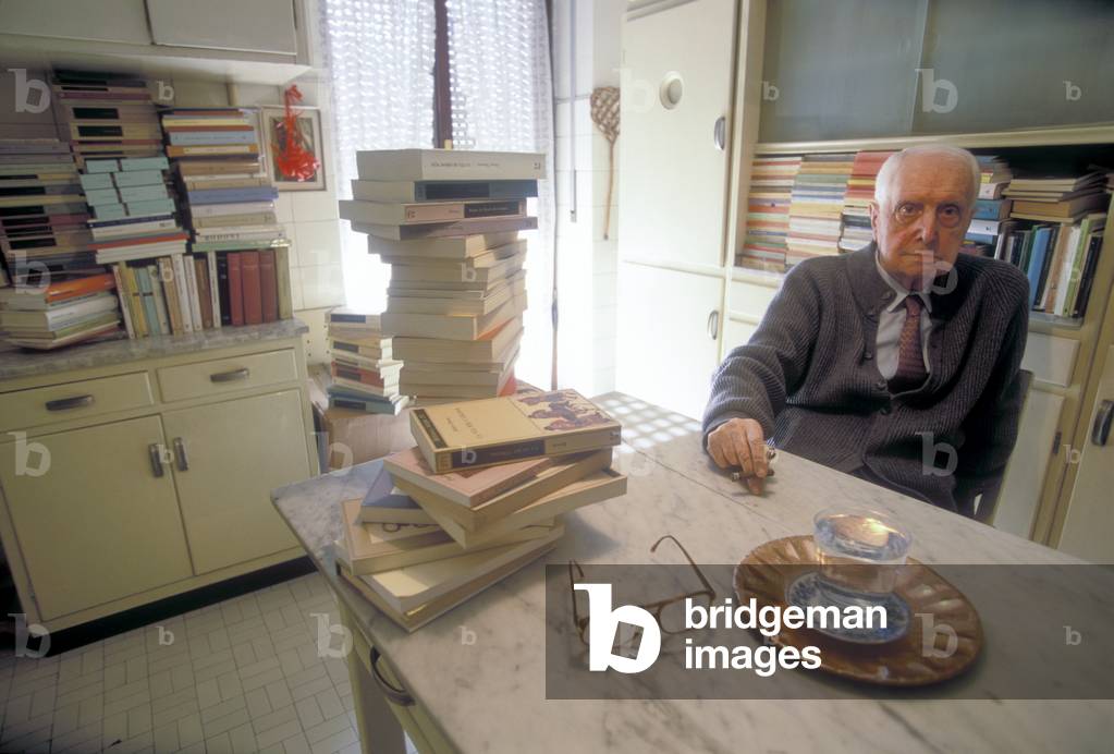 Milan, 1995. Italian literary critic Carlo Bo in the kitchen of his home (photo)