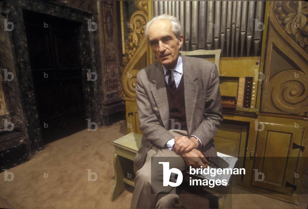 Portrait of the Dutch conductor and organist Gustav Leonhardt, 1992
