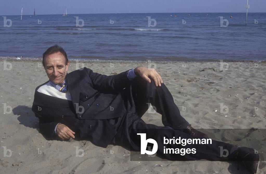 Venice Lido, 1992. Italian art dealer Lucio Amelio/Lido di Venezia