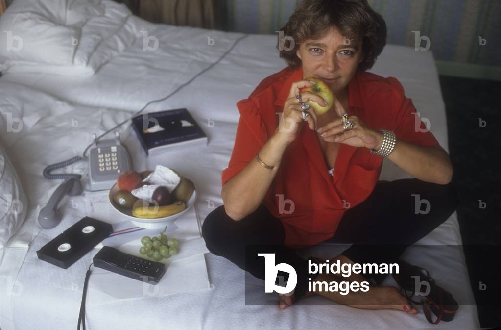 Venice Lido, Venice Film Festival 1991. Italian movie producer Silvia D'Amico Bendicò -member of the Festival jury- in her hotel room (photo)