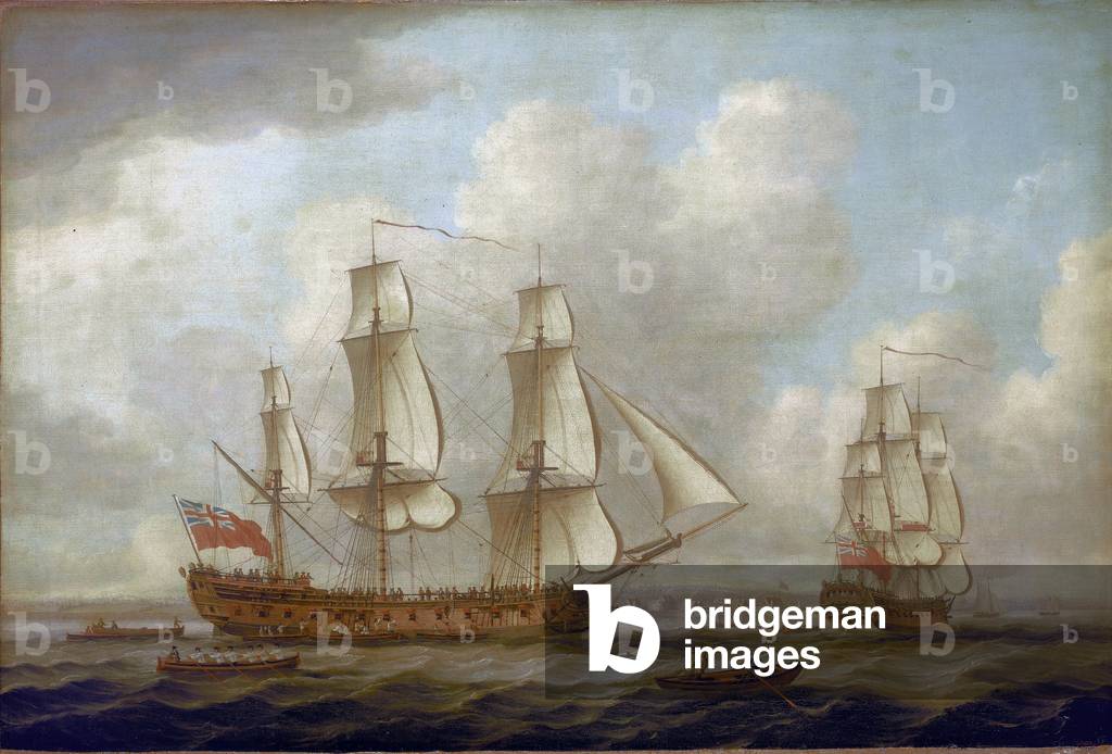 Image of Painting depicting The Indiaman ship 'Princess Royal' 1770 by John the Elder Cleveley