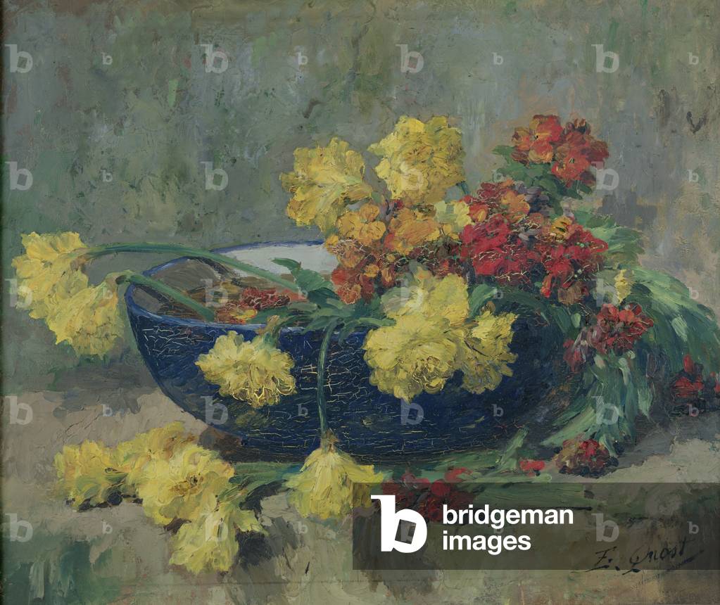 Giunquils e Wallflowers (olio su tela)