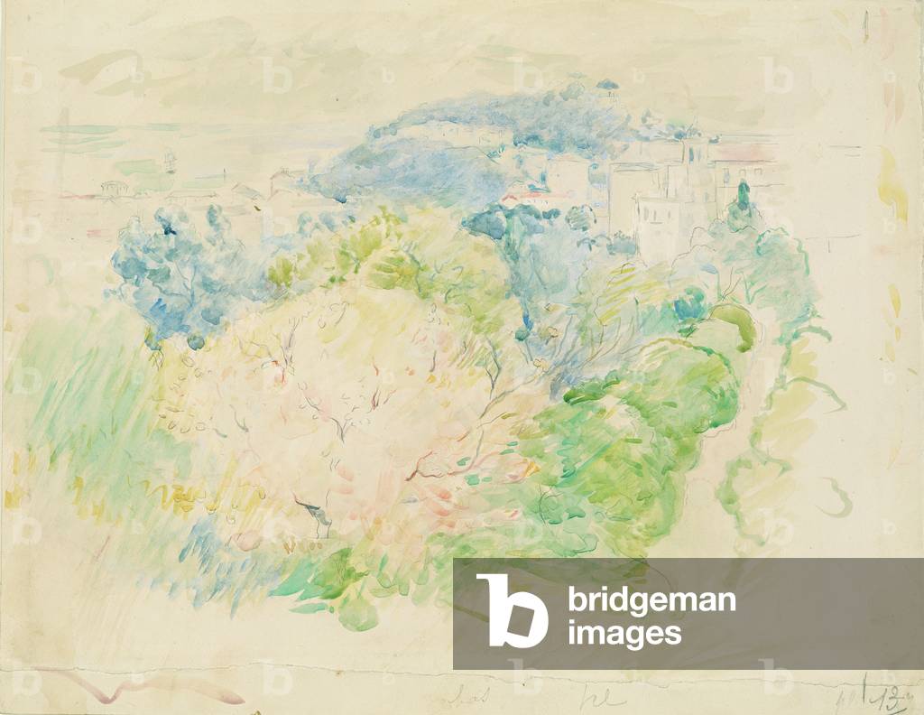 Montagna con un castello, 1888 (w/c su carta)