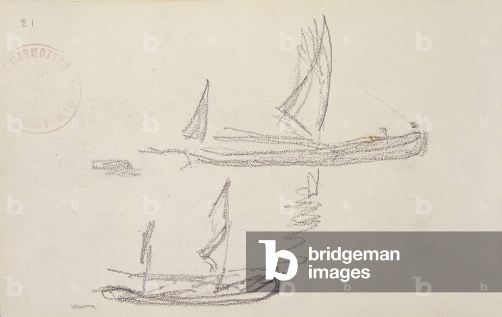 Studio per la serie Londra, Barche sul Tamigi (matita su carta)