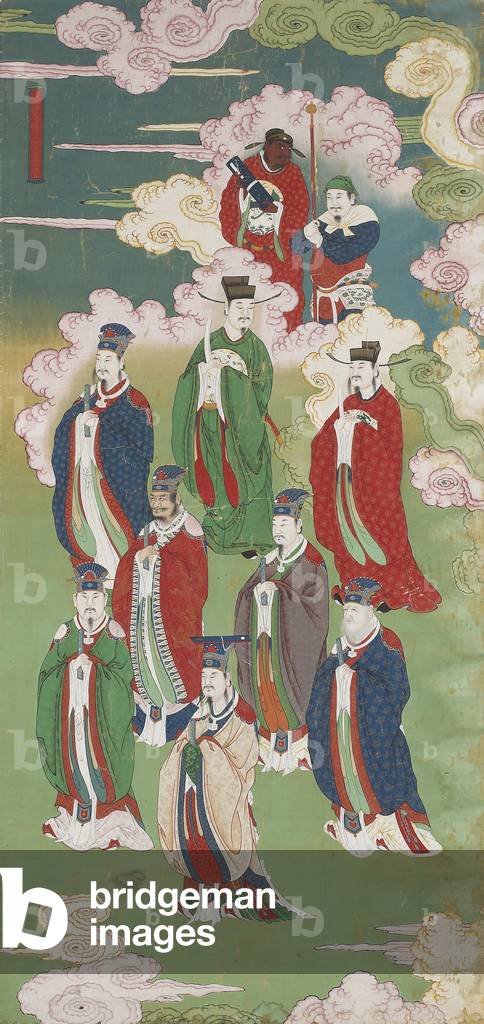 The Exalted Emperors and The Gods of the Five Directions, from a Buddhist land and water ritual set (ink, colours & gold on silk)
