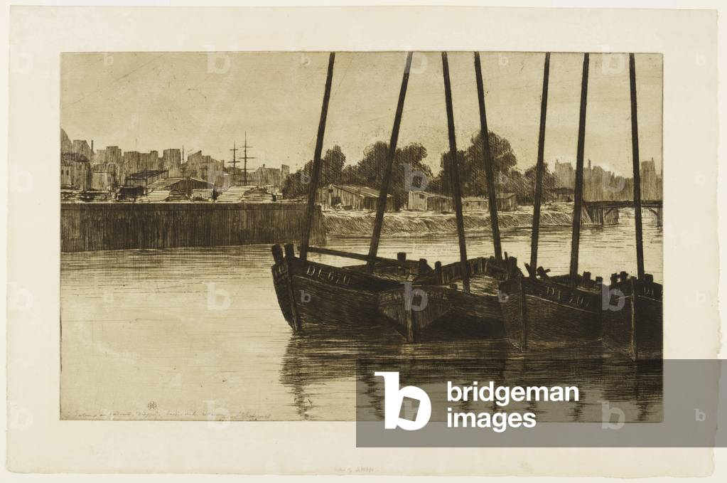 Bateaux au Radoub, Dieppe, 19th century (etching & roulette)