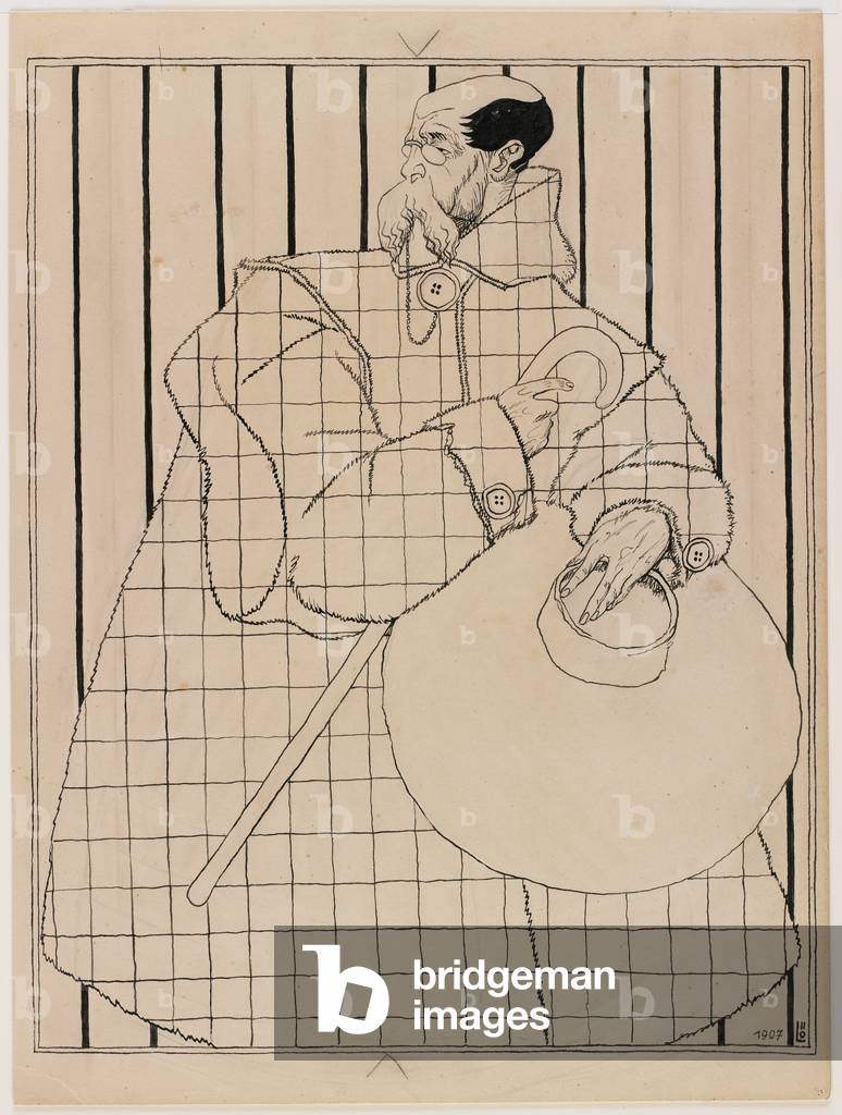 Peter Altenberg, 1907 (pen & black ink over graphite underdrawing on cream cardstock) 