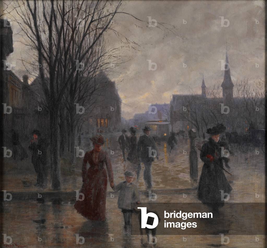 Rainy Evening on Hennepin Avenue, c.1902 (oil on canvas)