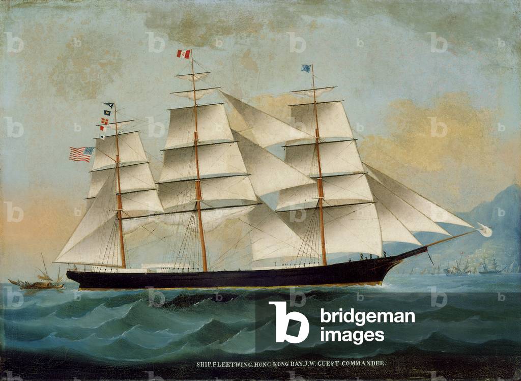 The Ship Fleetwing, Hong Kong Bay, J. W. Guest, Commander (oil on canvas)