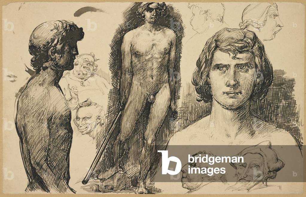 Sheet of Life Studies and Caricatures, 1892