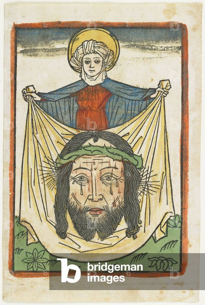 Saint Veronica with the Sudarium, c.1475 (hand-coloured woodcut)