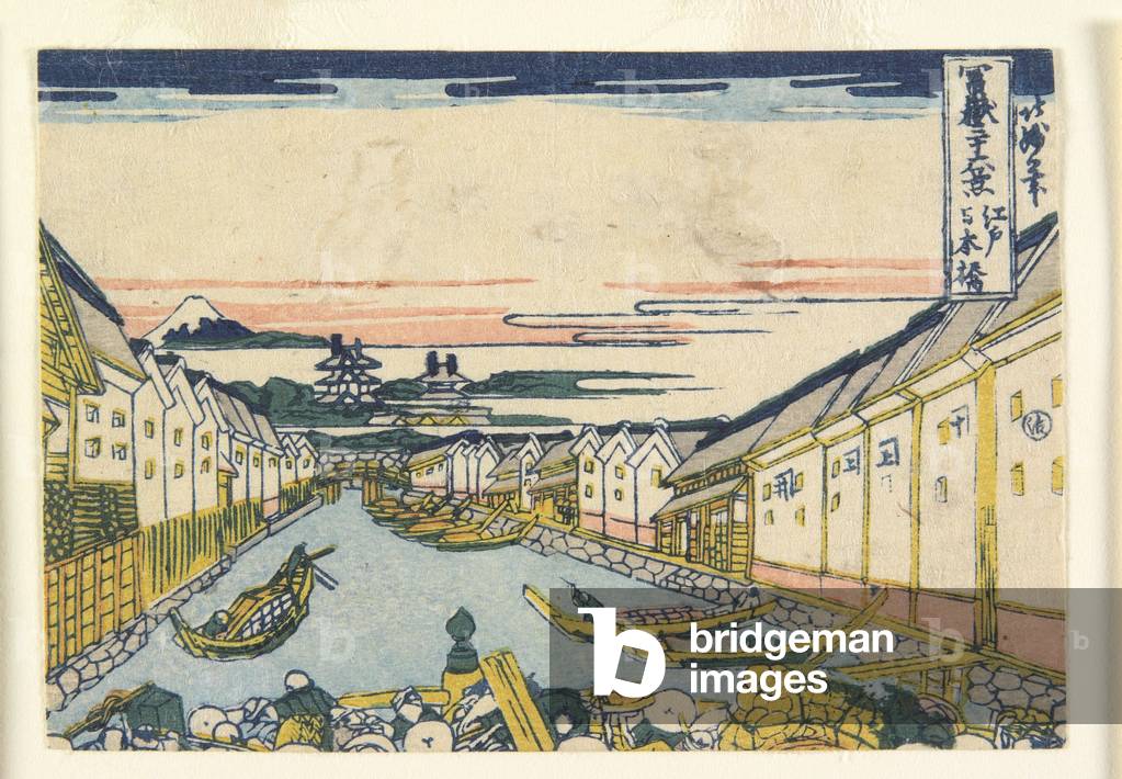Nihonbashi Bridge in Edo, 1835-40 (colour woodblock print)