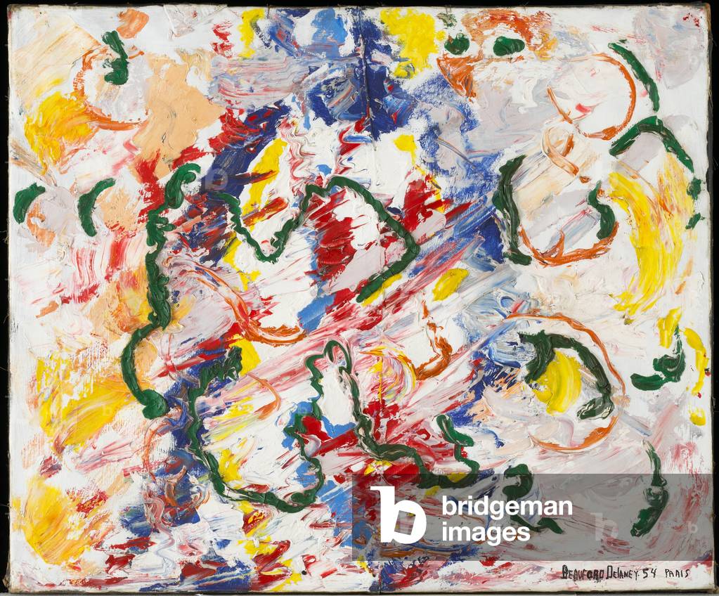 Untitled, 1954 (oil on raincoat fragment)