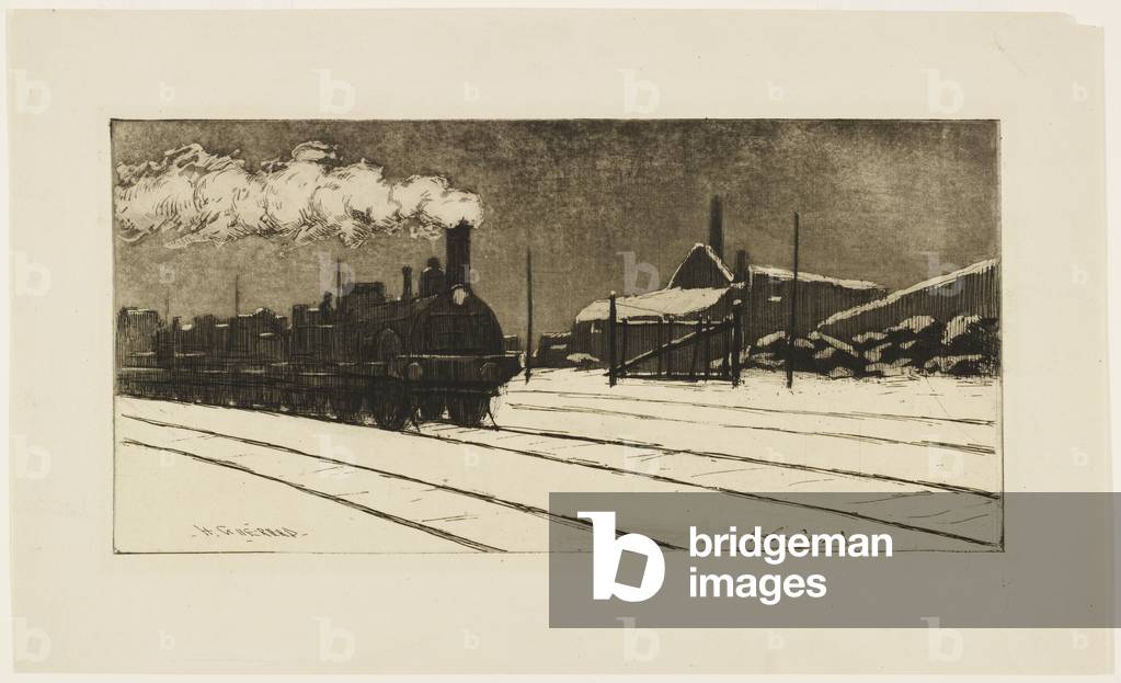 Locomotive, effet de neige, c.1888 (etching & aquatint)