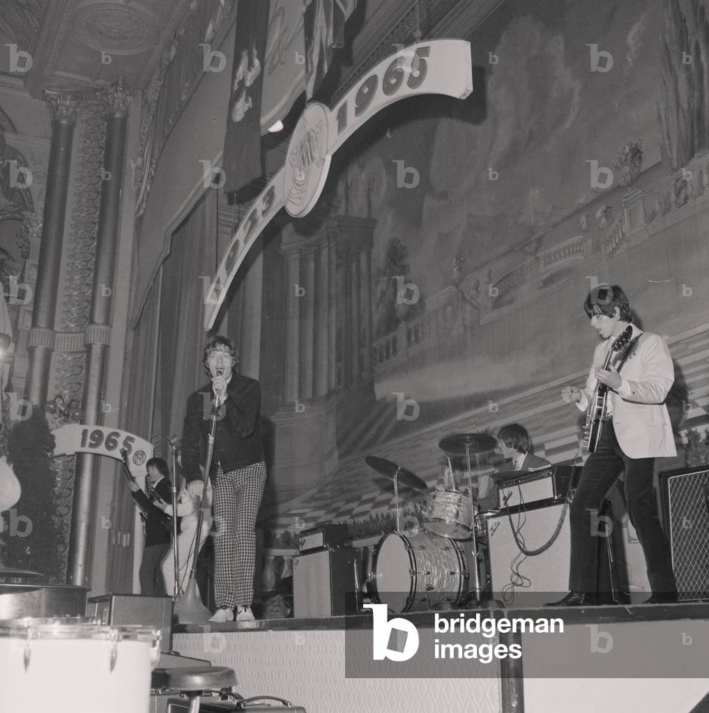 The Rolling Stones on stage at the Palace, September 1965 (b/w photo)