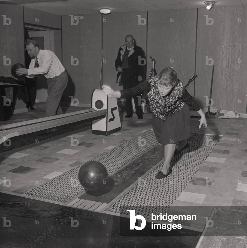 New bowling alley at Douglas Holiday Camp, Isle of Man, May 1964 (b/w photo)