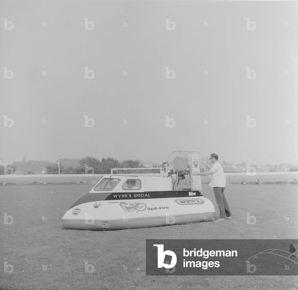 Hovercraft, Onchan Stadium, Isle of Man, August 1970 (b/w photo)