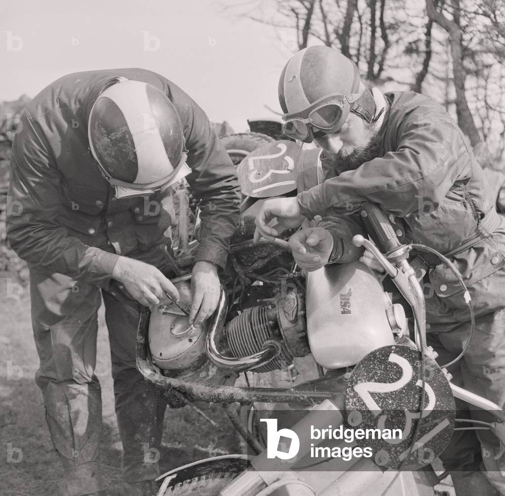 Two day motorcycle trial, August 1966 (b/w photo)