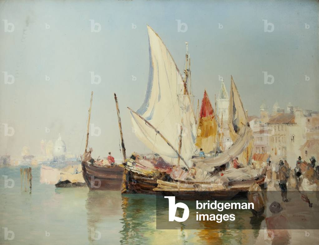 Barges, the Grand Canal, Venice, 1893 (oil on canvas)