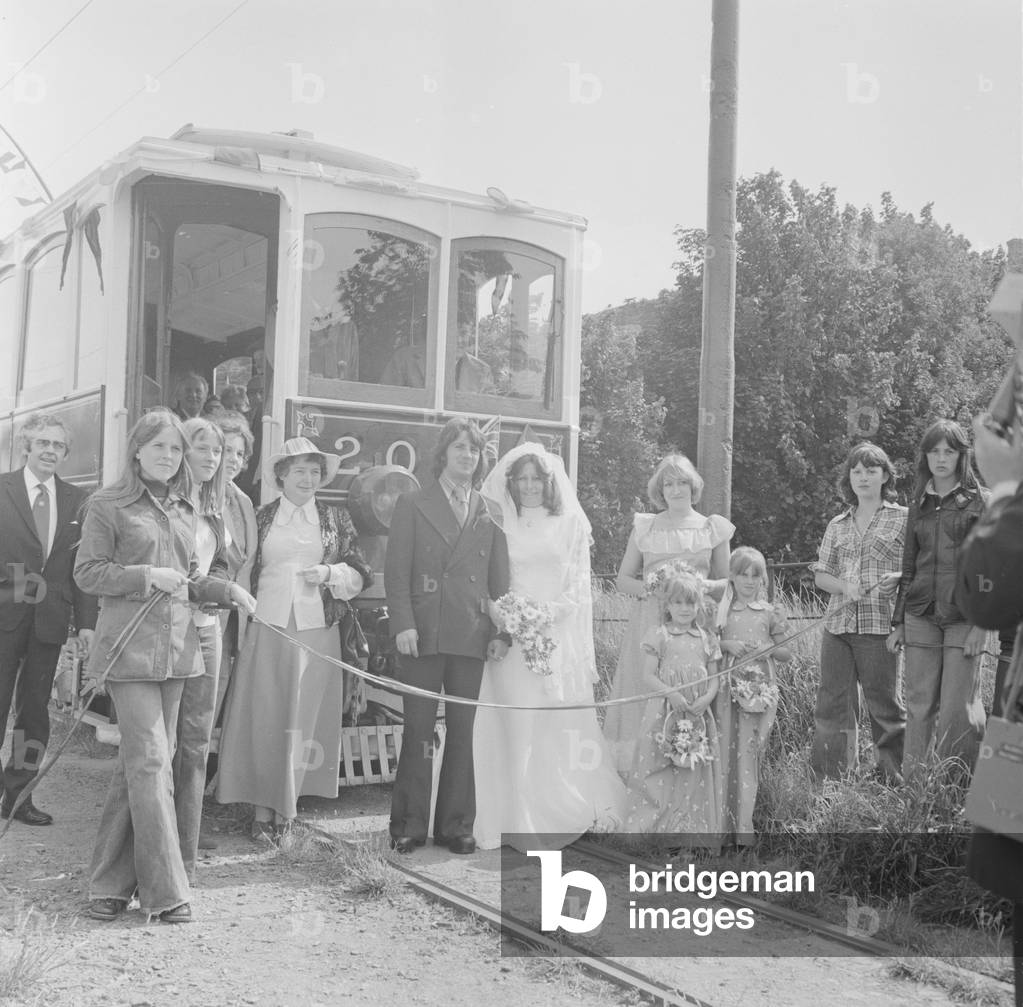 Manx Electric Railway re-opening to Ramsey, June 1977 (b/w photo)