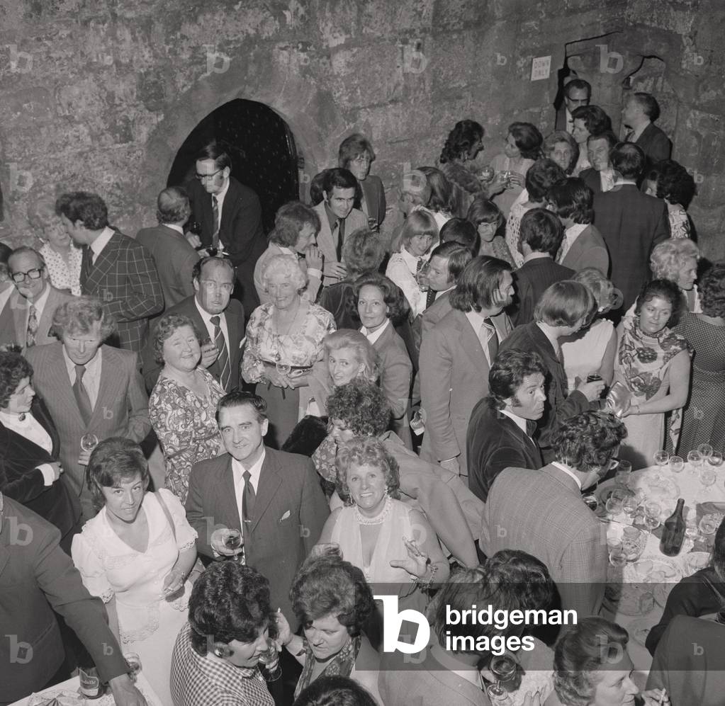 Wine and Cheese Effort, Castle Rushen, June 1974 (b/w photo)