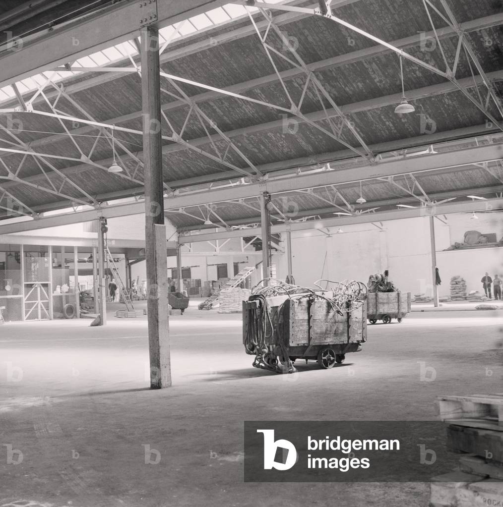 Empty Isle of Man Steam Packet Company warehouses during the 1966 Seamen's Strike, which saw the TT postponed till September that year, June 1966 (b/w photo)