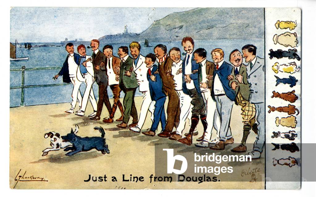 'Just a Line from Douglas' postcard (colour litho)