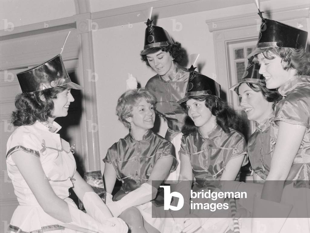 Drum majorettes, September 1960 (b/w photo)