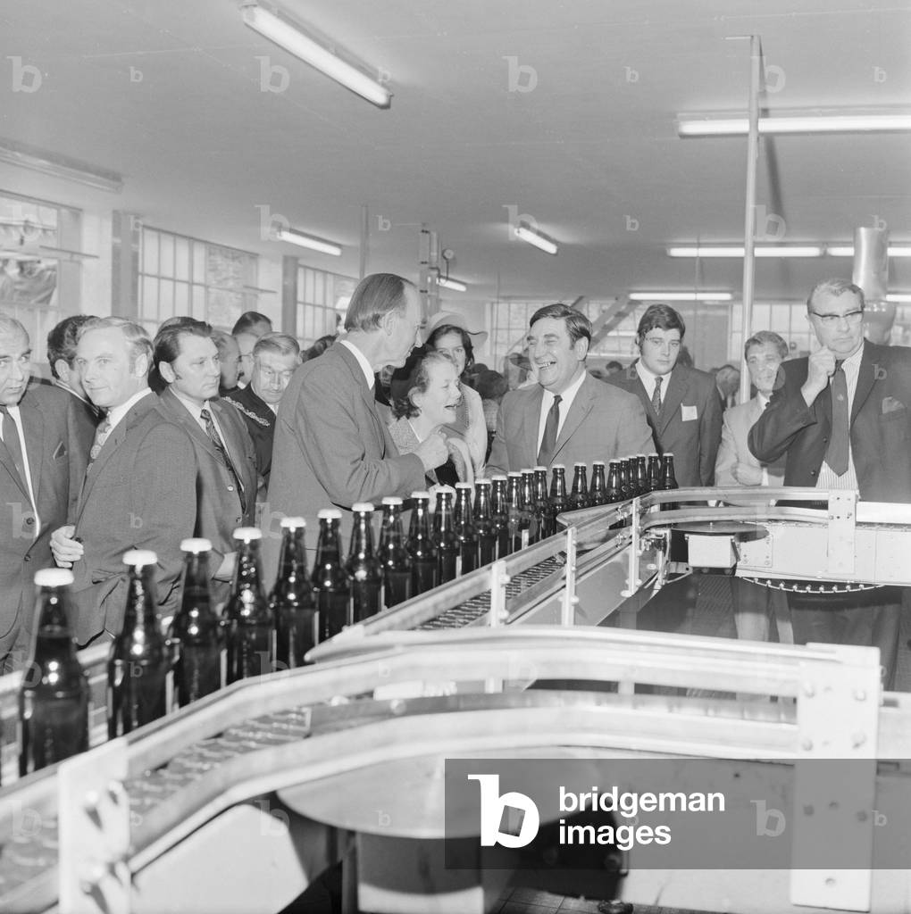 Opening of Okells Bottling Plant, Isle of Man, August 1972 (b/w photo)