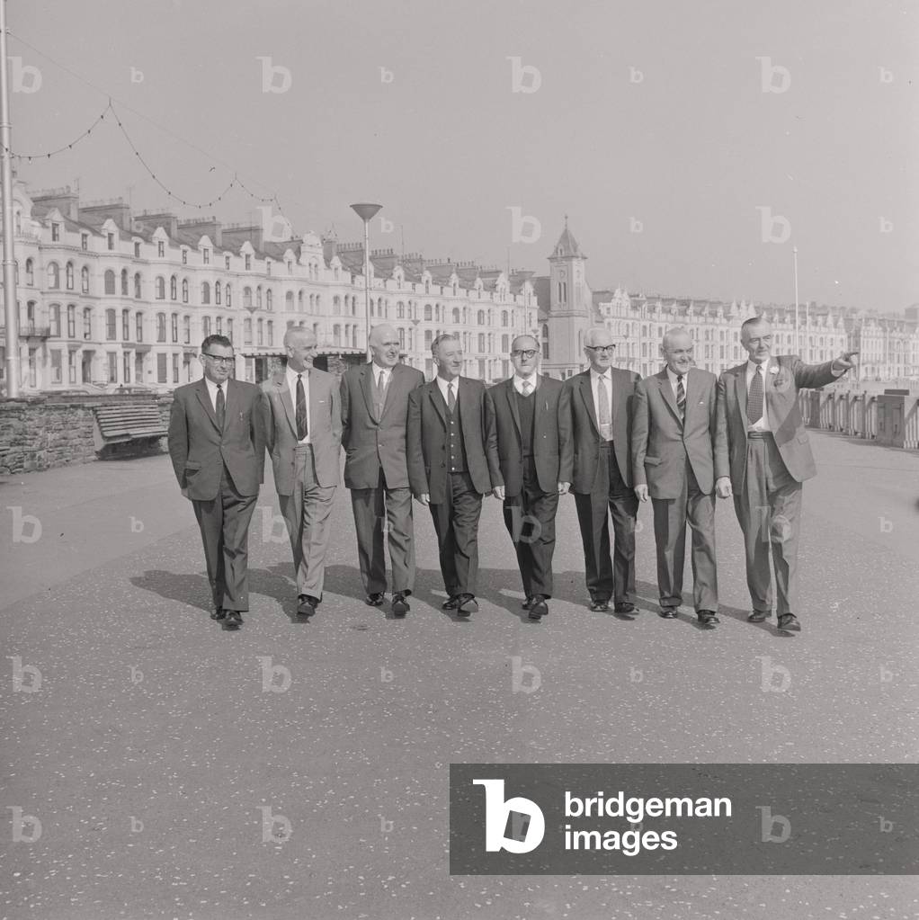 Tourist representatives on Douglas Promenade, May 1965 (b/w photo)
