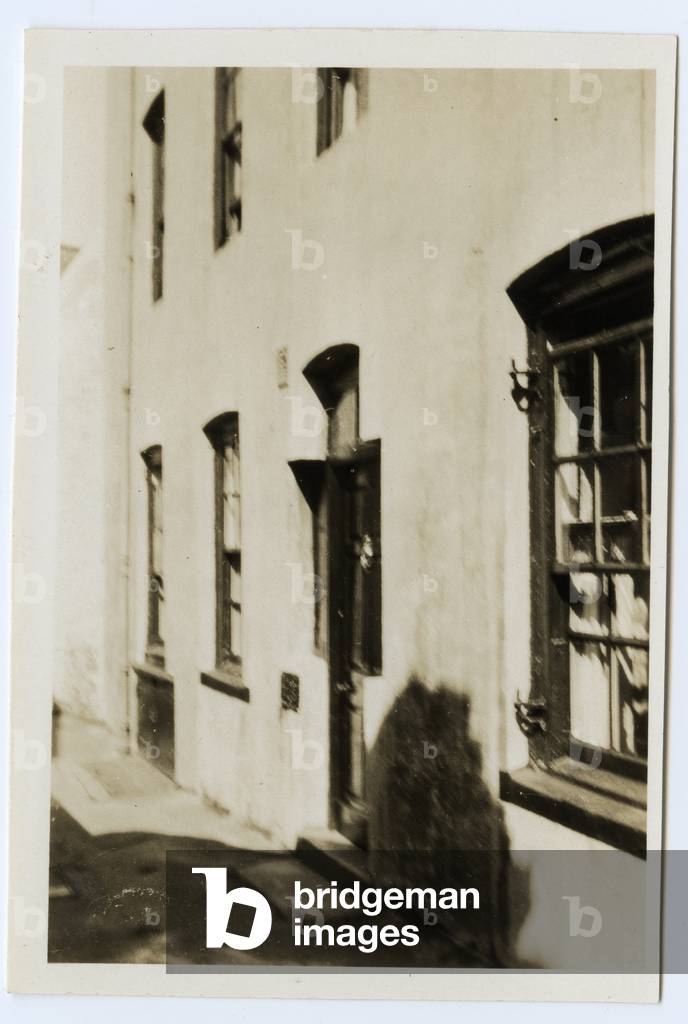 Doorway with fine antique brass knocker, Douglas, Isle of Man, 1932-34 (b/w photo)