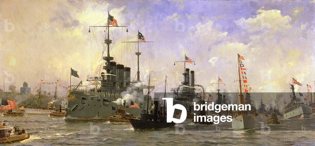 Naval Parade, held in honor of commander George Dewey (1837-1917) 1898 (oil on canvas)