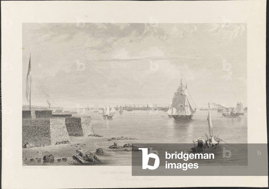 Bay and Harbour of New York from Bedlon's [Bedloe's] Island, engraved by James Smillie, c.1840 (engraving)