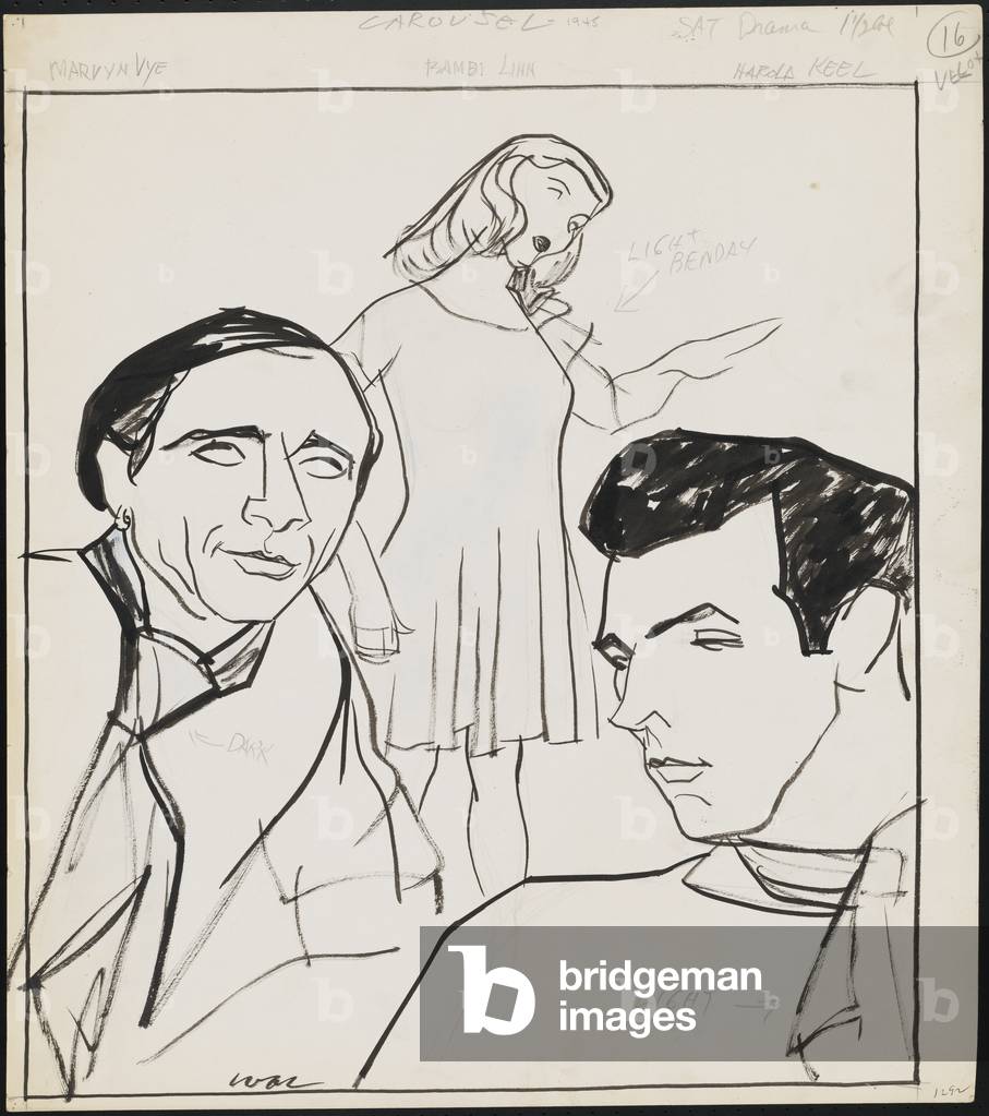 Murvyn Vye as Jigger Craigin, Bambi Linn as Louise and Harold Keel as Billy Bigelow in 