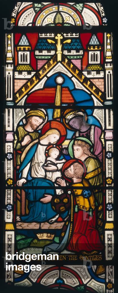 The Adoration of the Magi, English, 19th century (stained glass)