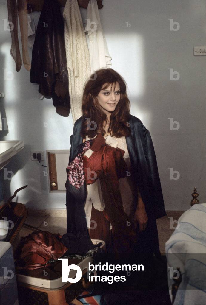 Tina Aumont on set of Last Run, 1971