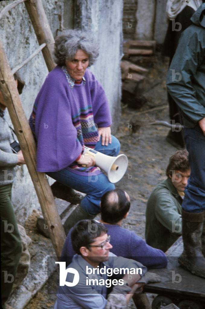 Ariane Mnouchkine during the shooting of the film Moliere or the life of an honest man in 1981