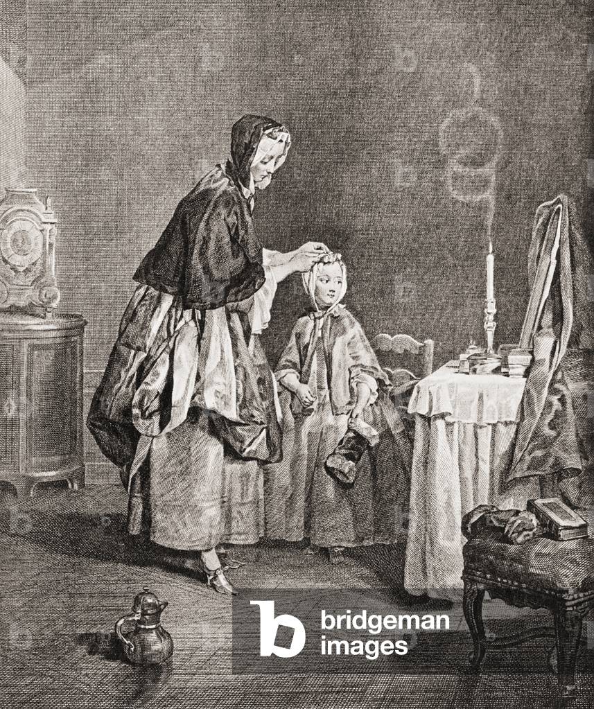 La Neglige ou Toilette du Matin, after the painting by Jean Simeon Chardin, from  The Connoisseur Illustrated, pub. 1916