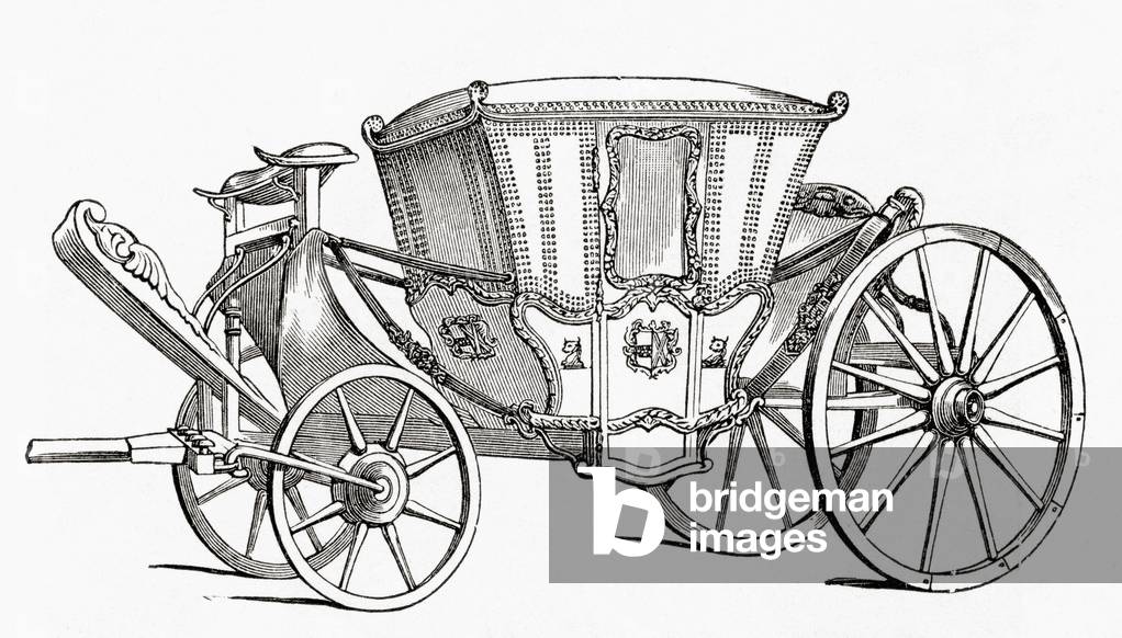 A coach of the middle 18th century.  From A First Book of British History published 1925.