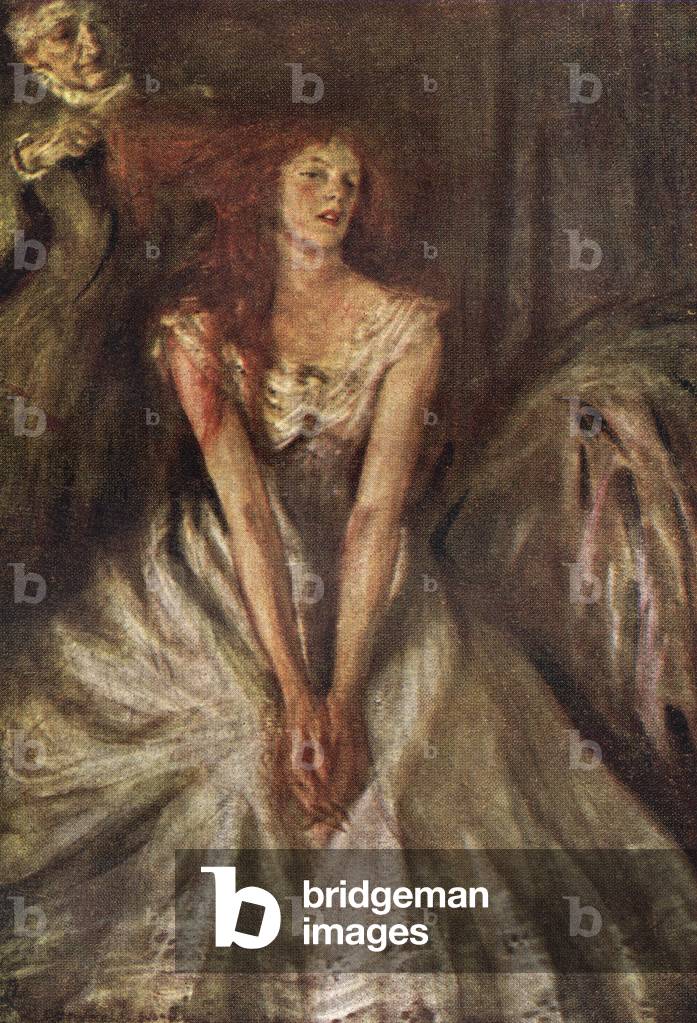 And so she pines, and so she died forlorn, imploring for her Basil to the last, Illustration to the poem Isabbela, or The Pot of Basil by John Keats, from Poems of Keats, pub.c.1910.