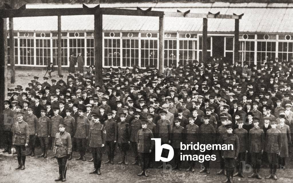 Business and professional men, members of the Optimist Corps seen here in 1914, from The Pageant of the Century, pub.1934